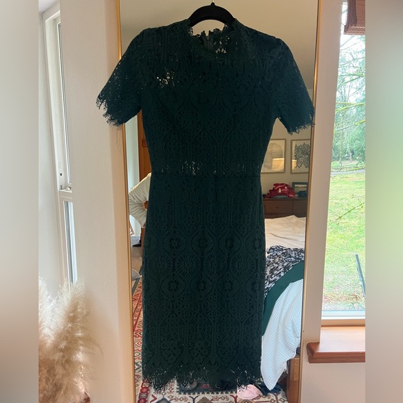 Lulus forrest green sheer lace cocktail dress - Picture 3 of 5